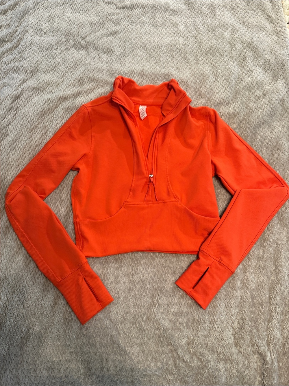 90 Degree By Reflex Bright Orange Cropped Quarter‑Zip Pullover - Sz S